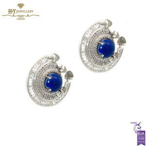 Chakra Stud Earring Diamond Lapis & Agate White Gold - 1.39ct-17028