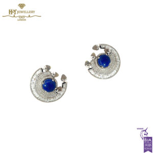 Chakra Stud Earring Diamond Lapis & Agate White Gold - 1.39ct-0
