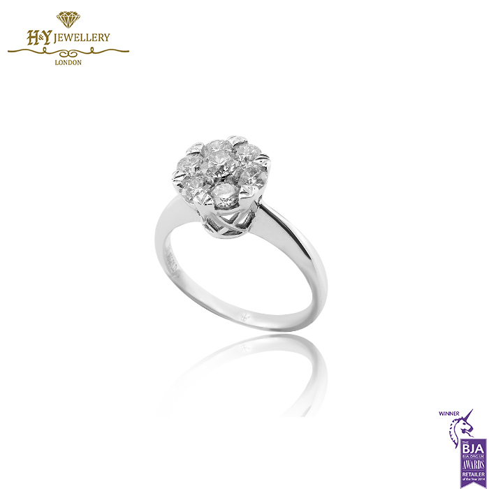 White Gold Brilliant Cut Diamond Ring - 0.76ct-0