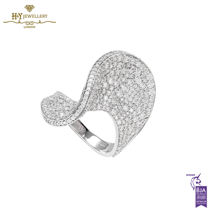 Diamond Wave Ring White Gold - 2.48ct-0