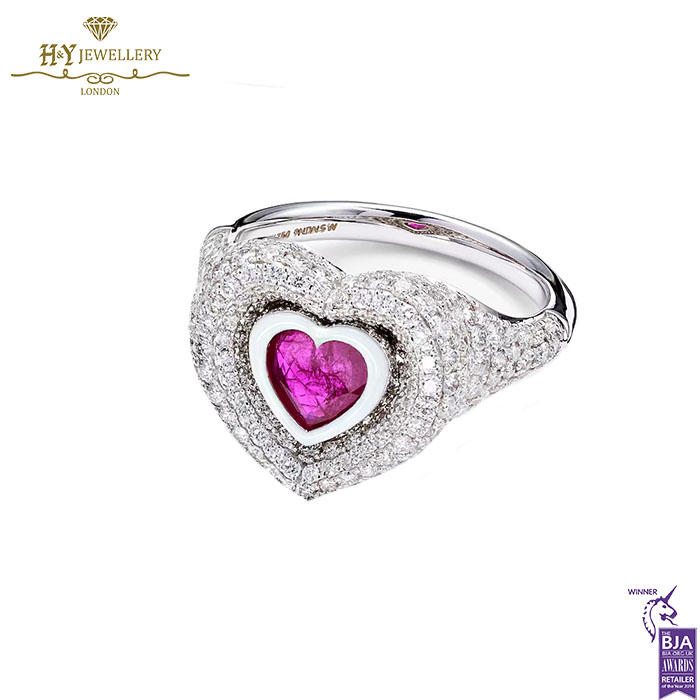 Ruby Heart Pinky Ring White Gold - 2.27ct-18209