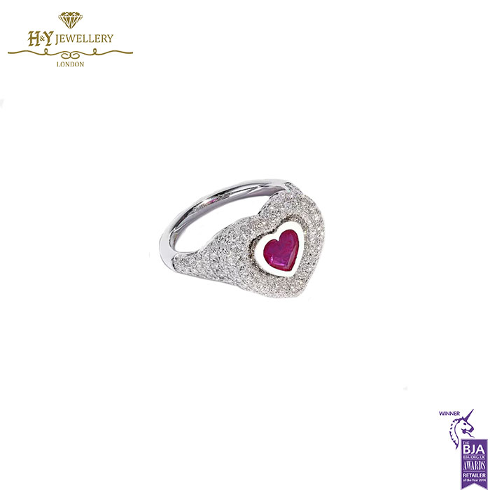 Ruby Heart Pinky Ring White Gold - 2.27ct-18211
