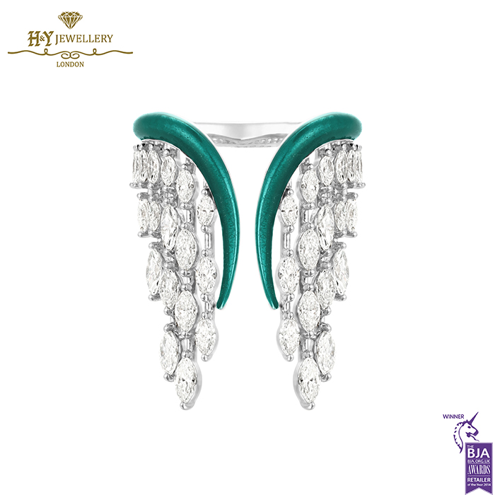 Angel Wing Ring Green White Gold - 2.05ct-0