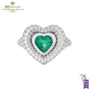 Emerald Heart Pinky Ring White Gold - 2.31ct-0