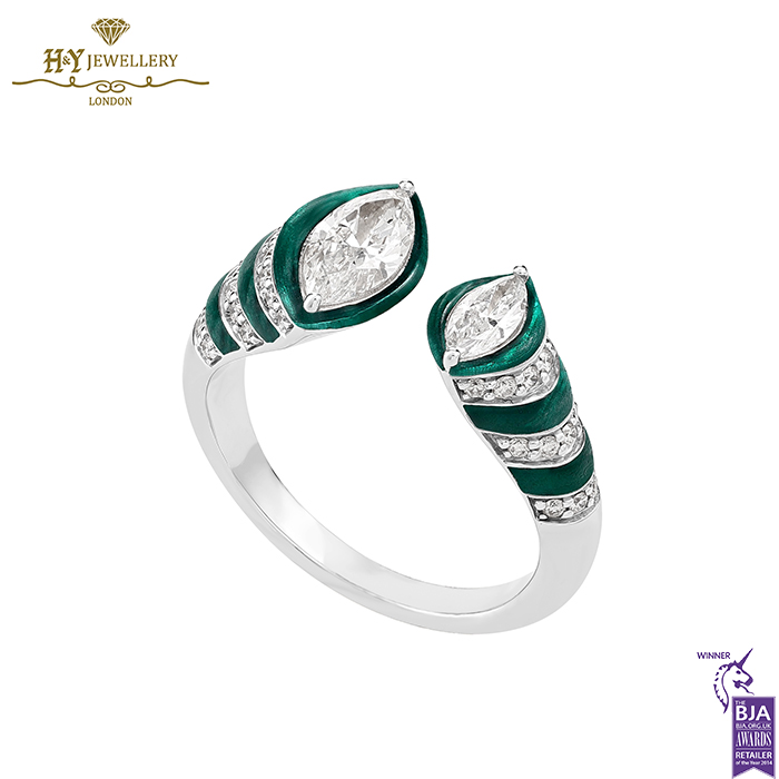 Zebrush Ring Green White Gold - 0.88ct-0
