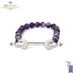 Ananya Chakra White Gold Diamond Bar & Crystal Quartz Bar with Amethyst Beads - 1.79ct-0