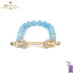 Ananya Chakra Yellow Gold Diamond & Crystal Quartz Bar with Aquamarine Beads - 1.94ct-0