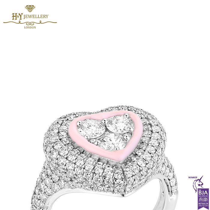 Heart Pinky White Gold Ring with Diamond - 1.48ct-18169