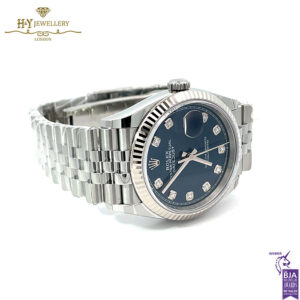 Rolex Date Just Bright Blue Dial Stainless Steel & White Gold - Ref M126234-0037-17942
