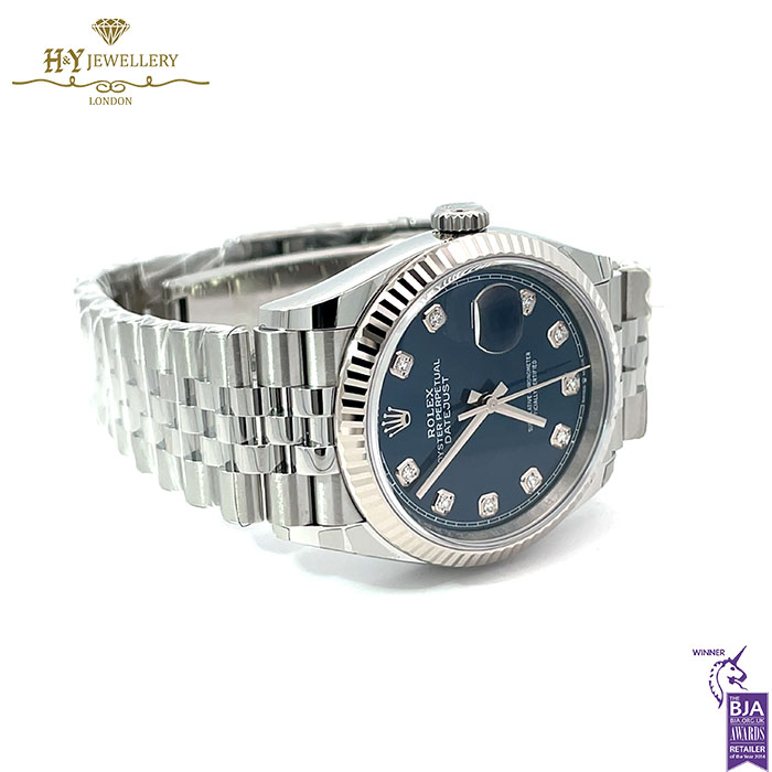 Rolex Date Just Bright Blue Dial Stainless Steel & White Gold - Ref M126234-0037-17942