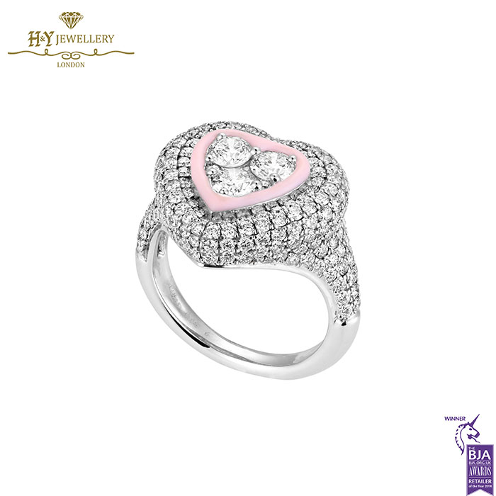 Heart Pinky White Gold Ring with Diamond - 1.46ct-18165