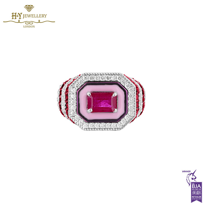 Ruby Twin Flame Pinky Ring White Gold - 2.09ct-0