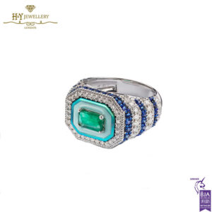 Emerald Twin Flame Pinky Ring White Gold - 1.93ct-18200