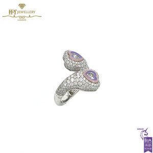 Gemini Heart Enamel White Gold & Diamond Ring - 1.61ct-18231