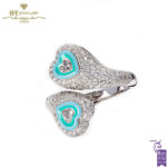 Gemini Heart Enamel White Gold & Diamond Ring - 1.66ct-0