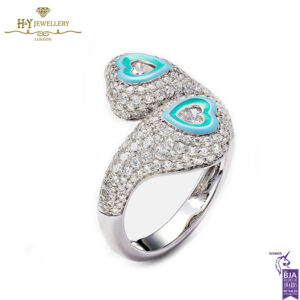 Gemini Heart Enamel White Gold & Diamond Ring - 1.66ct-18205
