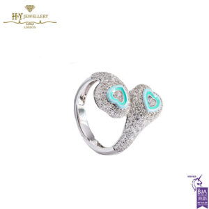 Gemini Heart Enamel White Gold & Diamond Ring - 1.66ct-18206
