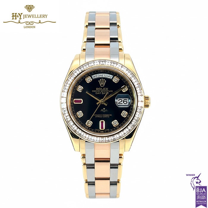Rolex Day-Date Yellow White & Rose Gold with Diamond & Ruby {DISCONTINUED} - ref 18959BR-0